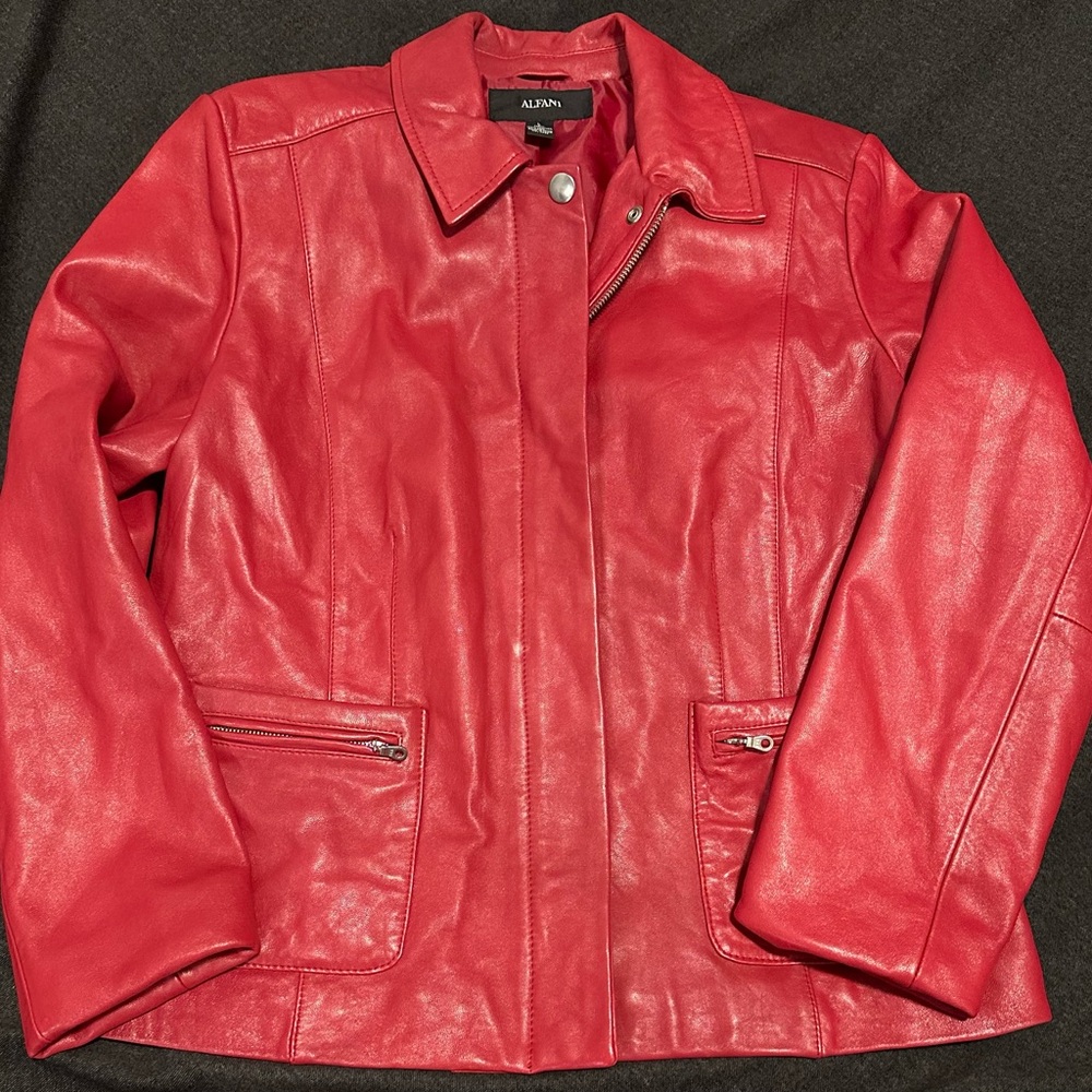 Large Vintage Red Leather Alfani Jacket